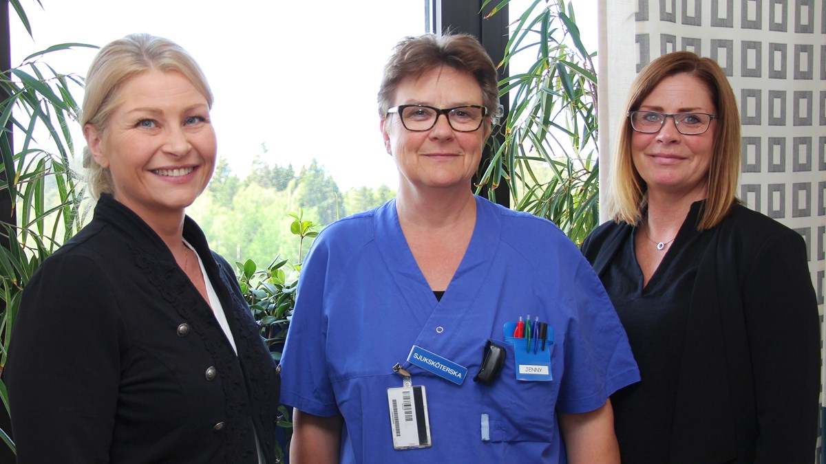 Viktoria Skeie (biträdande verksamhetschef för NU-sjukvårdens vuxenpsykiatriska slutenvård), Jenny Salander (BI-sjuksköterska avdelning 57) och Jenny Ström Åberg (avdelningschef avdelning 64).